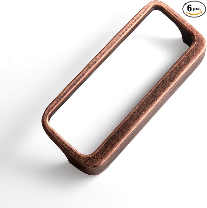 Goo-Ki Antique Copper Cabinet pulls with 3''(76mm) Hole Center,Modern Zinc Alloy Finger Pulls for Drawer,Wardrobe,Cupboard,6 Pack