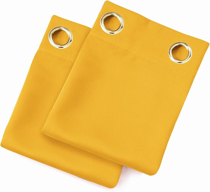 Blackout Curtains 66 x 72 Inch Long Yellow Curtains Set of 2 Panels Room - Image 9