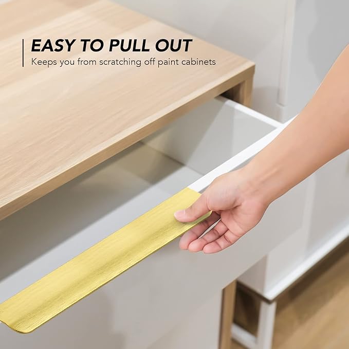 Ravinte Hardware 20 Pack Gold Cabinet Handles, 11.8 Inch (300mm) Finger Edge Pulls, 8.8 Inch Hole Center, Finger Pulls for Cabinets