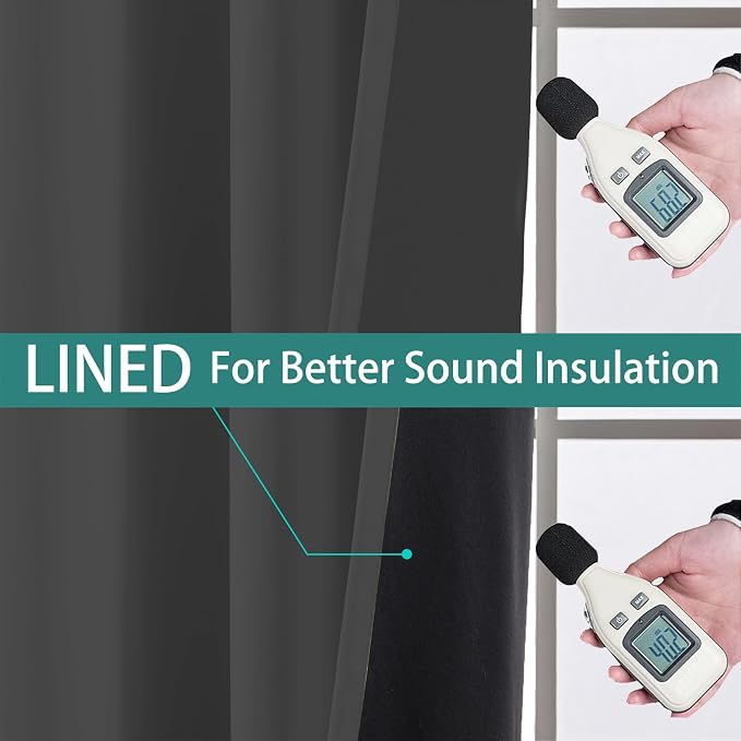 Yakamok Charcoal Grey 100% Blackout Curtains 63 Inches Long 52" Wide 2 PCS | - Image 4