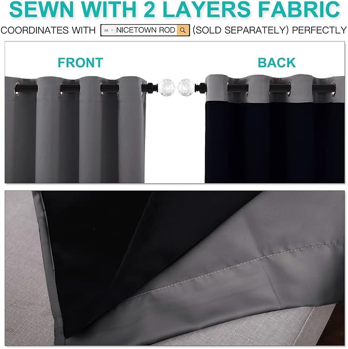 NICETOWN Total Shade Curtains and Draperies, Heavy-Duty Full Light Shading - Image 5