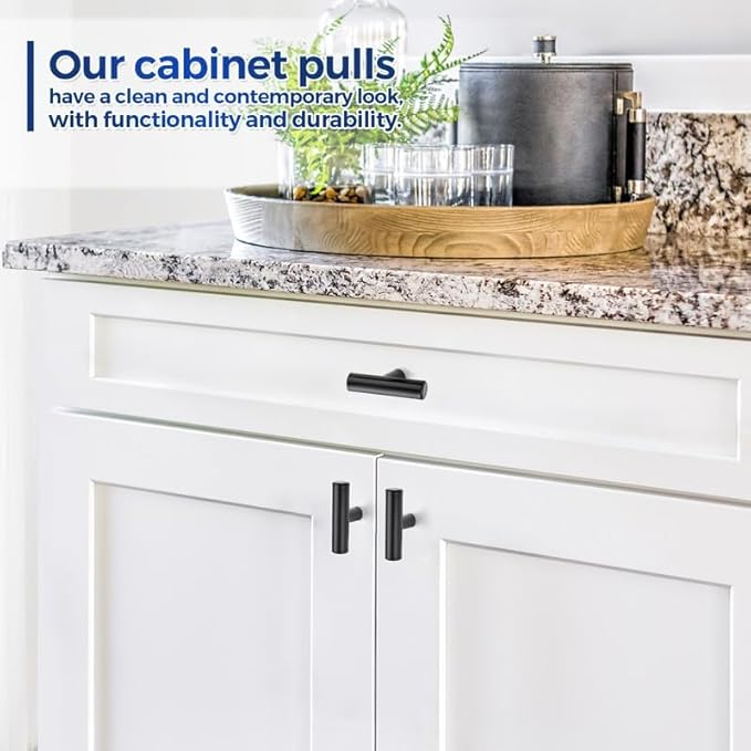JOY DECOR 5 Pack Cabinet Knobs, Black Cabinet Handles, 2in Kitchen Cabient Knobs, Single Hole Drawer Knobs for Dresser Drawers