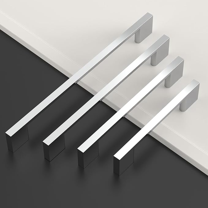 Asidrama 6 Pack 10 Inch(256mm) Polished Chrome Kitchen Cabinet Handles, Cabinet Pulls Kitchen Cabinet Hardware for Cupboard Drawer Pulls