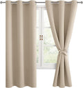 Blackout Curtains for Bedroom, 38 x 63 Inches Length Taupe 2 Panels | Thermal by Hiasan