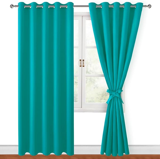 Blackout Curtains for Bedroom, Peacock Teal, 60 x 84 Inch, 2 Panels | Thermal by Hiasan
