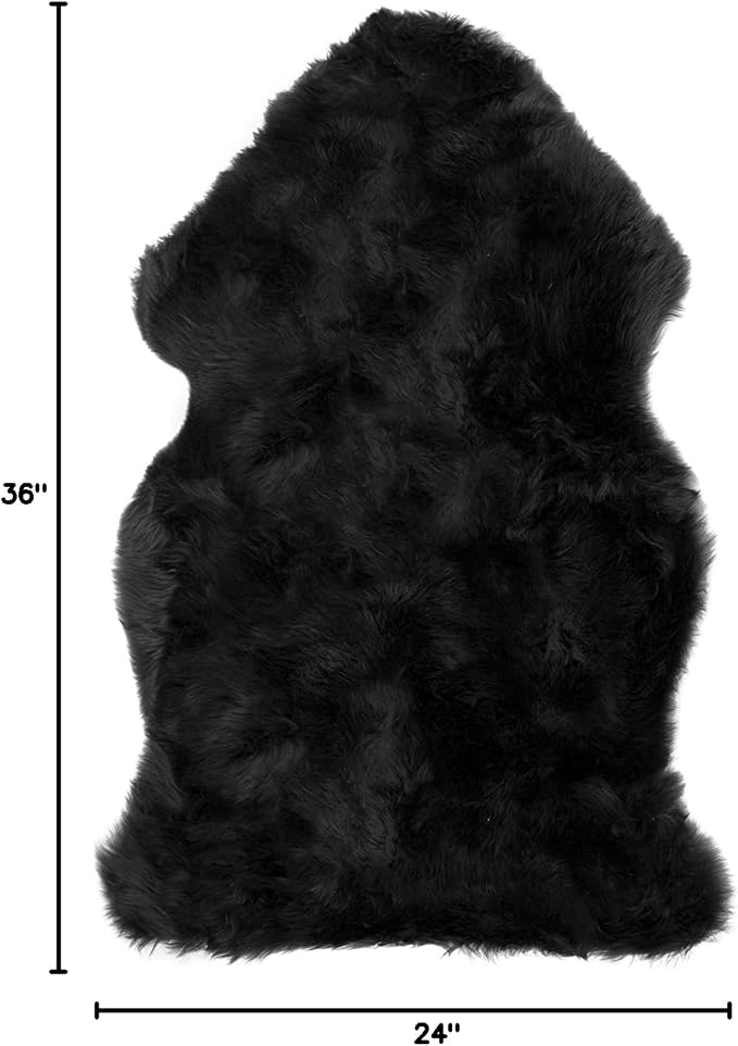HUAHOO Premium Genuine Sheepskin Rug Black Real Australia Sheepskin Natural - Image 2