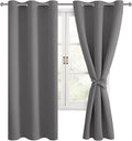 Blackout Curtains for Bedroom, Light Grey, 38 x 72 Inch, 2 Panels | Light by Hiasan