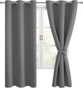 Blackout Curtains for Bedroom, 38 x 63 Inches Length, Light Grey | Thermal by Hiasan