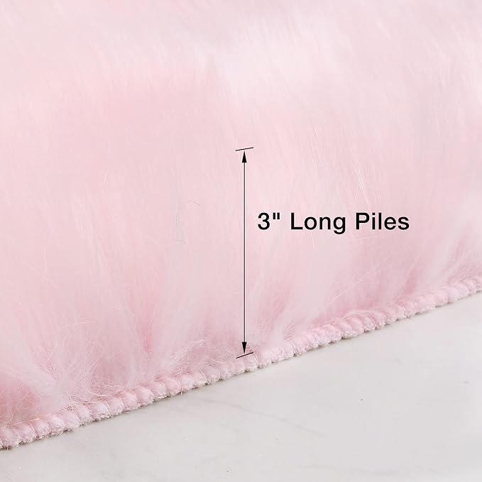 duduta Pink Faux Sheepskin Fur Rug 3x5 ft, Fluffy Carpet Rug | Shag Fuzzy - Image 2