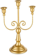 Romadedi Candelabra Gold Candle Holders - 3 Arm 11.8" Wedding Candlestick Holder for Theme Party Table Centerpiece Decor Dining Room Birthday Holiday Christmas