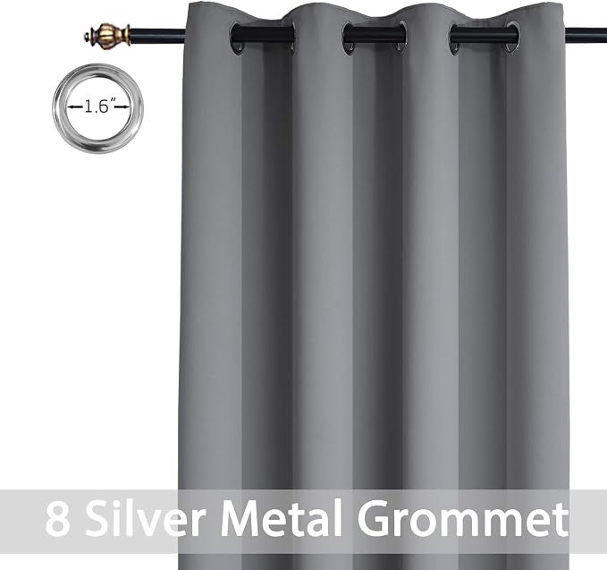 Yakamok Grey Room Darkening Curtains 52x45 inch Gray Grommet-Living Room | 2 - Image 3