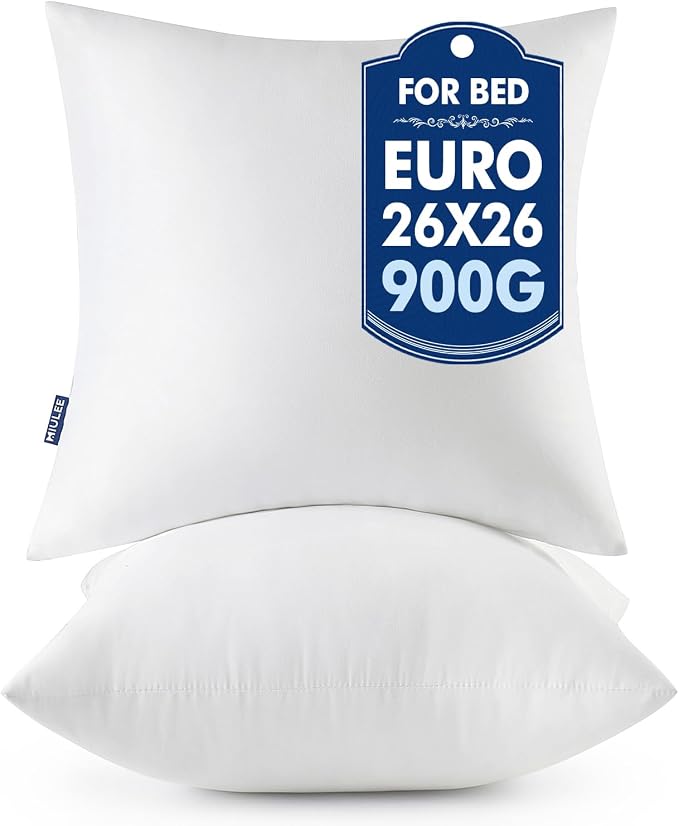 MIULEE 26x26 Euro Pillow Inserts 2 Pack, Throw Pillows by MIULEE