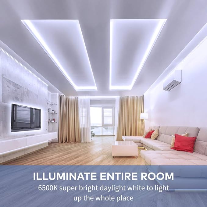 Govee White LED Strip Lights, Upgraded 16.4ft Dimmable LED Light Strip 6500K Bright Daylight White, Strong Adhesive, 300 LEDs Flexible Tape Lights for Mirror, Kitchen Cabinet, Bedroom, Christmas Decor