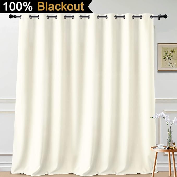 Yakamok Cream 100% Blackout Patio Door Curtain Panels W100 x L108, 1 Panel | - Image 2