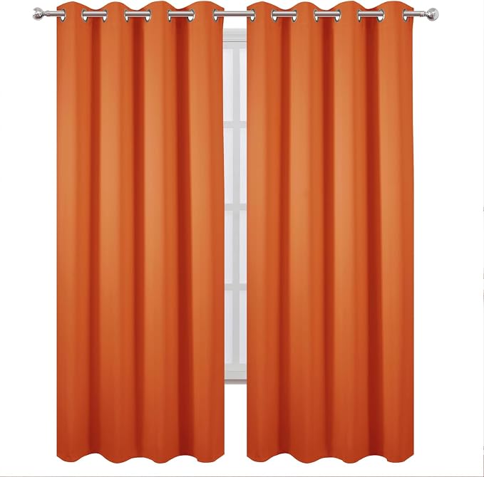 Blackout Curtains 52 x 90 Inch Long Orange Curtains Set of 2 Panels Room - Image 2