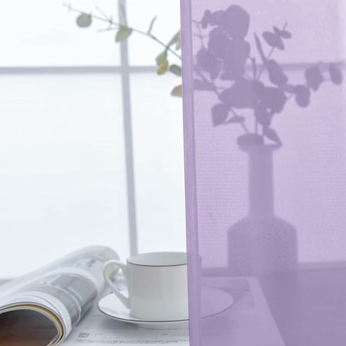 SpaceDresser Sheer Voile Window Treatment Rod Pocket Curtain Panels - Image 4