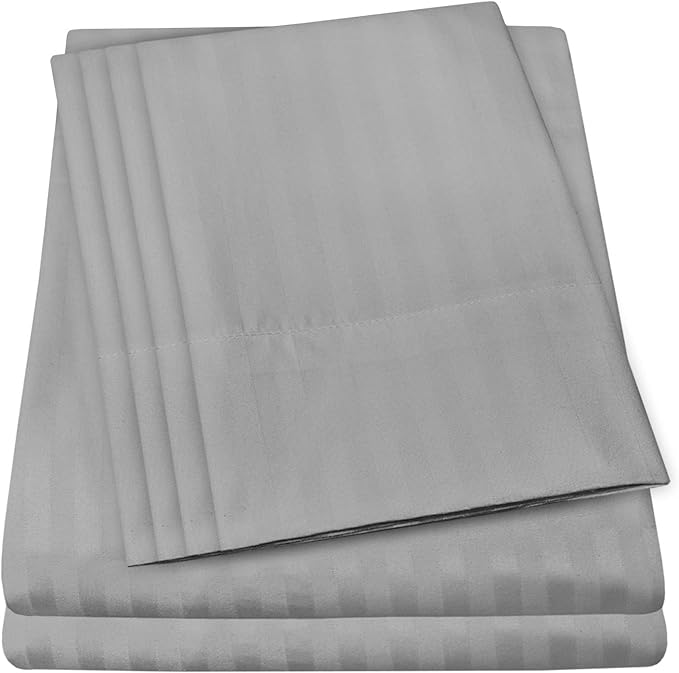 Twin Size Bed Sheets - 4 Piece 1500 Supreme Collection Fine Brushed Microfiber Deep Pocket Twin Sheet Set Bedding - 1 EXTRA PILLOW CASES, GREAT VALUE, Twin, Dobby Silver