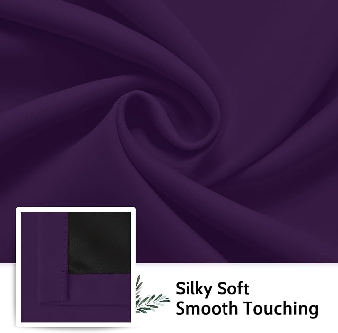 SimpleHome Purple 100% Blackout Curtains Room Darkening Living Room 63 Inch | - Image 7