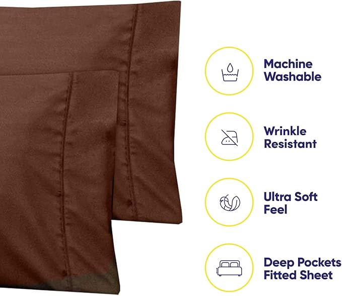 Twin Size Bed Sheets - 4 Piece 1500 Supreme Collection Fine Brushed Microfiber Deep Pocket Twin Sheet Set Bedding - 1 EXTRA PILLOW CASES, GREAT VALUE, Twin, Dobby Coffee
