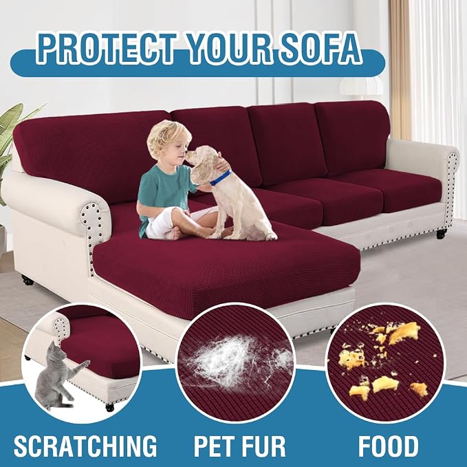 H.VERSAILTEX Sectional Couch Covers 8 Pieces Stretch Sofa Covers - Image 7
