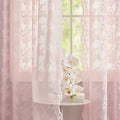 YJ YANJUN Vintage Lace Curtains 84 Inches Long- Pretty Pastel Floral Pink Sheer by YJYANJUN