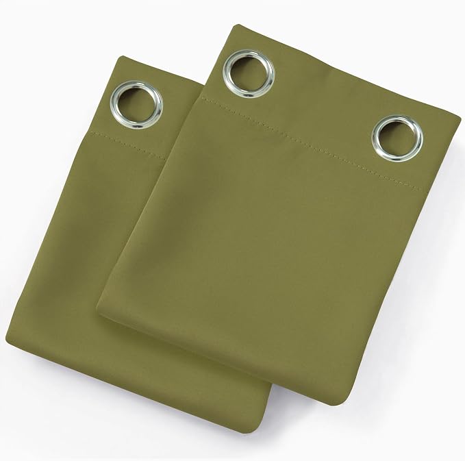 Blackout Curtains 52 x 90 Inch Long Olive Green Curtains Set of 2 Panels Room - Image 9