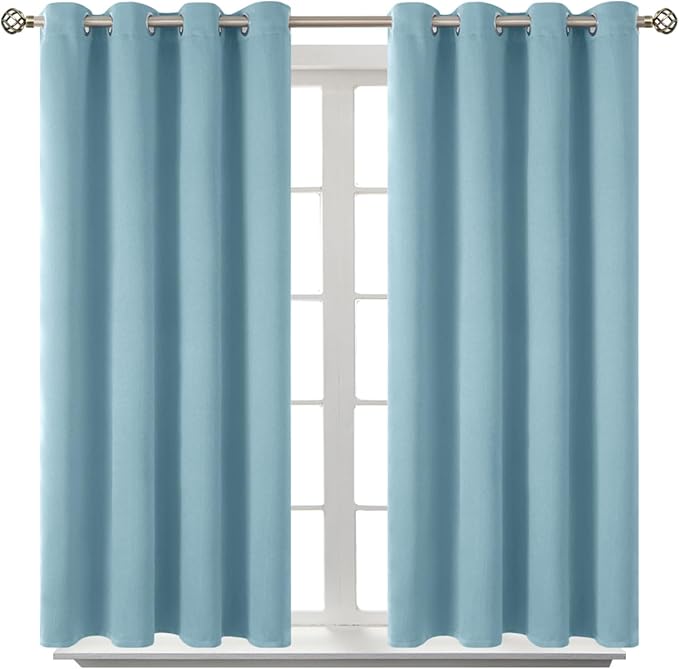 BGment Room Darkening Curtains 45 Inches Long - Grommet Thermal Insulated Drapes Window Treatment Curtains for Bedroom, 2 Panels, 52 x 45 Inch, Greyish Blue