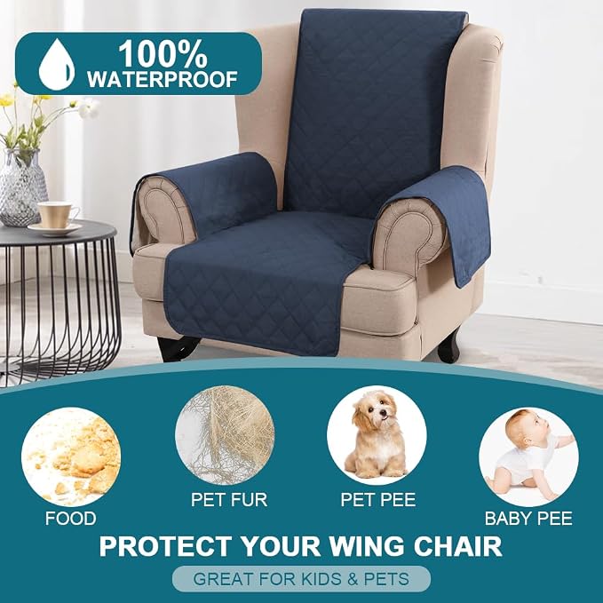 Turquoize 100% Waterproof Wing Chair Cover Wing Armchair Slipcovers Chair Couch - Image 2
