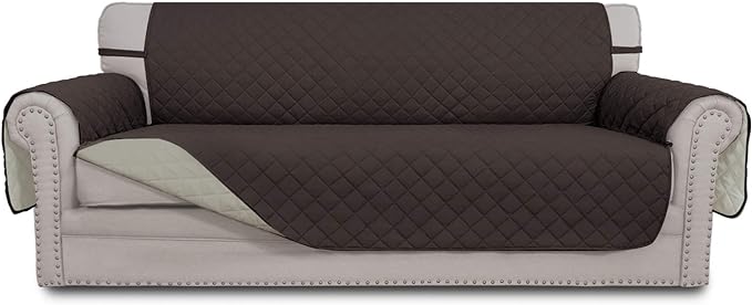 Easy-Going Reversible Couch Cover, 3 Cushion Sofa, Chocolate/Beige | Machine by Easy-Going