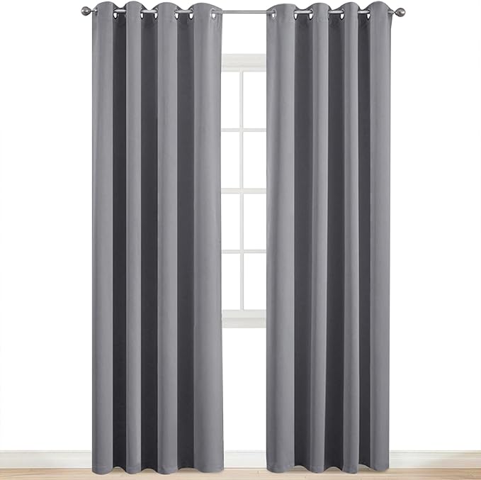 Yakamok Grey Room Darkening Curtains 52x84 inch Gray Grommet-Living Room | 2 - Image 2