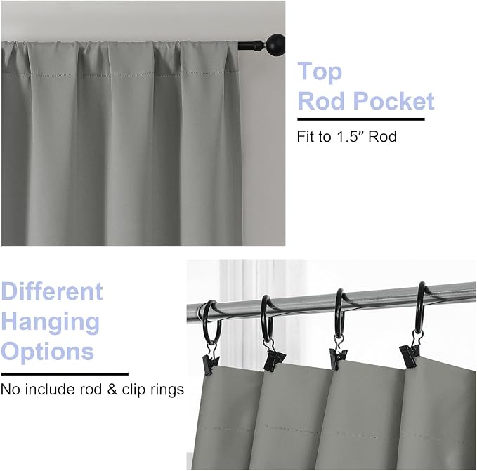 Simplebrand Light Grey Blackout Curtains - Image 4