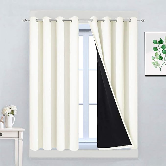 Yakamok Cream 100% Blackout Curtains 45 Inches Long by Yakamok