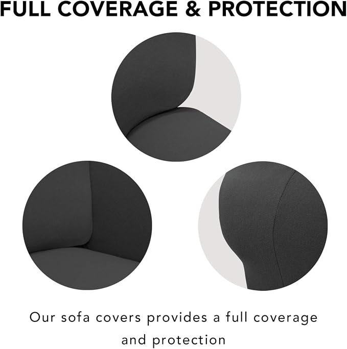 PureFit Stretch Couch Covers for Sofa 4 Seater Slipcovers Dark Gray | 1-Piece - Image 3