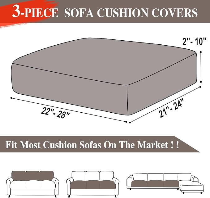 LA MEACK Couch Cushion Covers Seat Cushion Cover Stretch Couch Cover Separate - Image 6