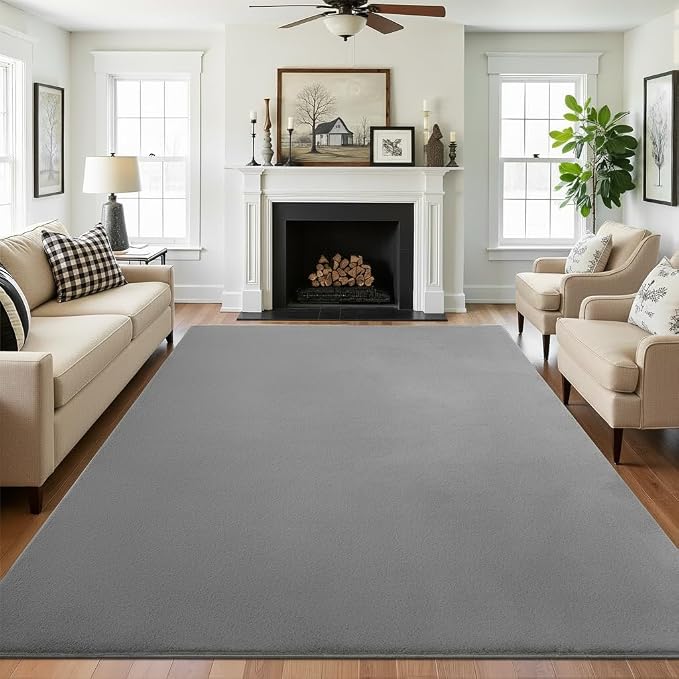SHACOS Ultra Soft Faux Rabbit Fur Area Rug 6'x9', Non Slip Washable Padded by SHACOS