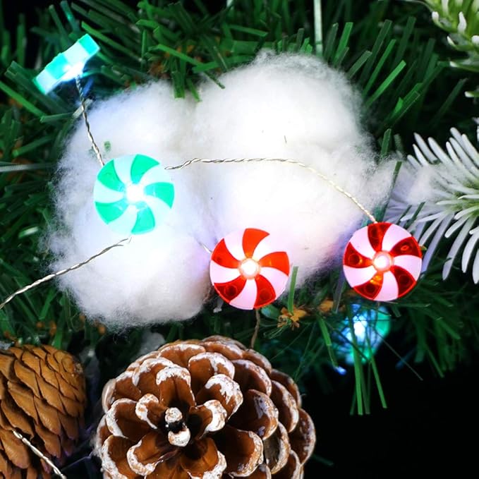 BOHON Candy Decorative Lights LED String Lights Battery Operated 10ft 30LEDs Fairy Lights with Remote Sweet String Lights for Bedroom Thanksgiving Indoor Halloween Christmas Tree Decor (Multicolor)