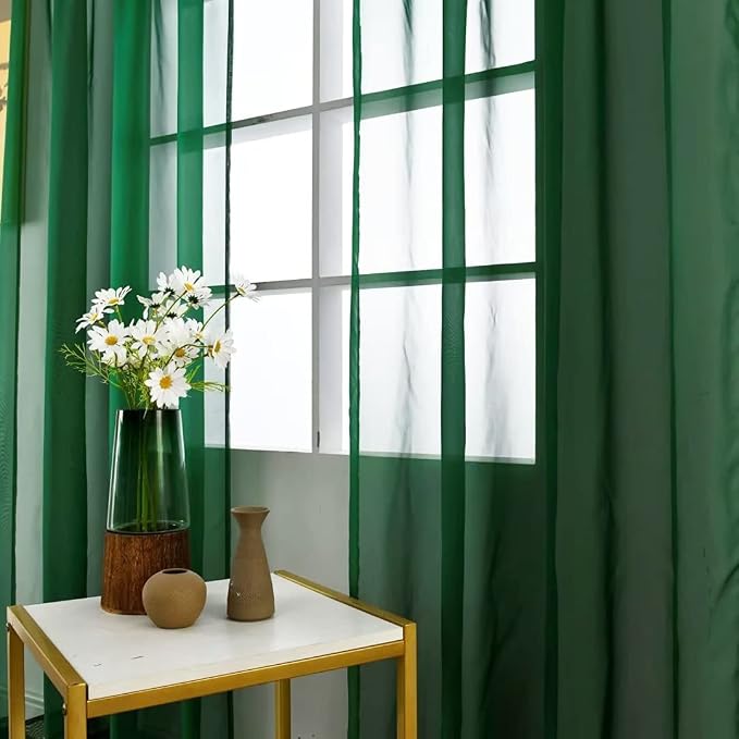 SpaceDresser Sheer Voile Window Treatment Rod Pocket Curtain Panels - Image 3
