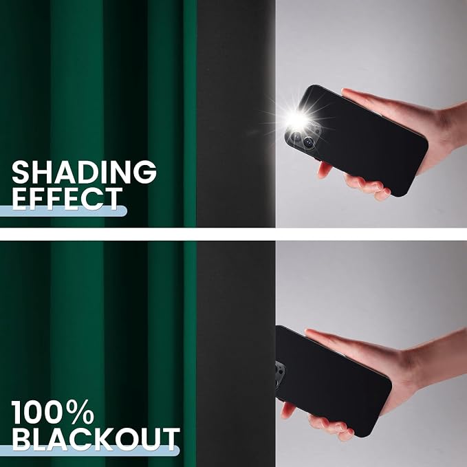 SimpleHome Dark Green 100% Blackout Curtains Room Darkening Living Room 72 | - Image 4