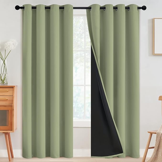 SimpleHome Sage 100% Blackout Curtains Room Darkening Living Room 84 Inch | by SimpleHome