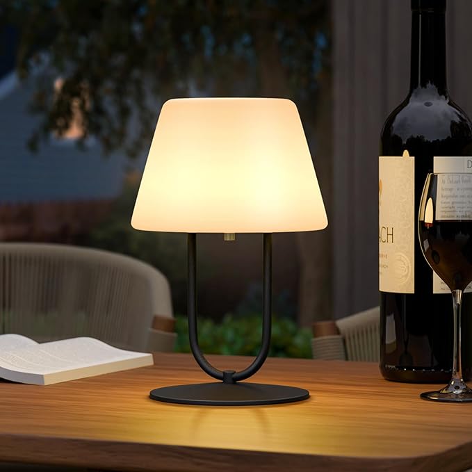 FUYO Outdoor Cordless Table lamp Rechargeable, Portable Dimmable Night Lights, Water-Resistant Shower Lamps, Touch Bedside Lamp for Patio/Bedroom/Living Room/Indoor/Restaurant(Black)