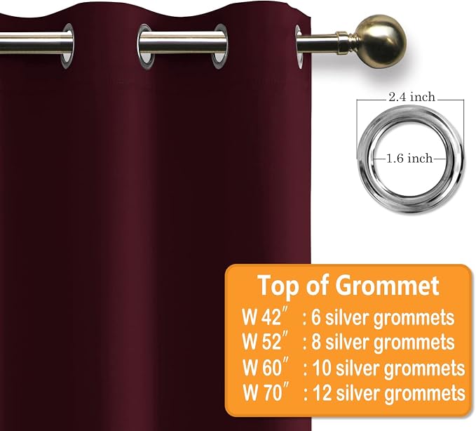 Grommet Blackout Curtains for Bedroom, 60 x 72 Inches - Image 5