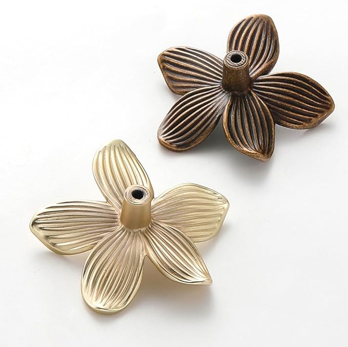 Flower Cabinet Knobs, Antique Brass, 8 Pack, Zinc Alloy Decorative Hardware for Decorative Handles for Furniture, Vanity, Kitchen,Closet, Bathroom – Unique Antique Pull