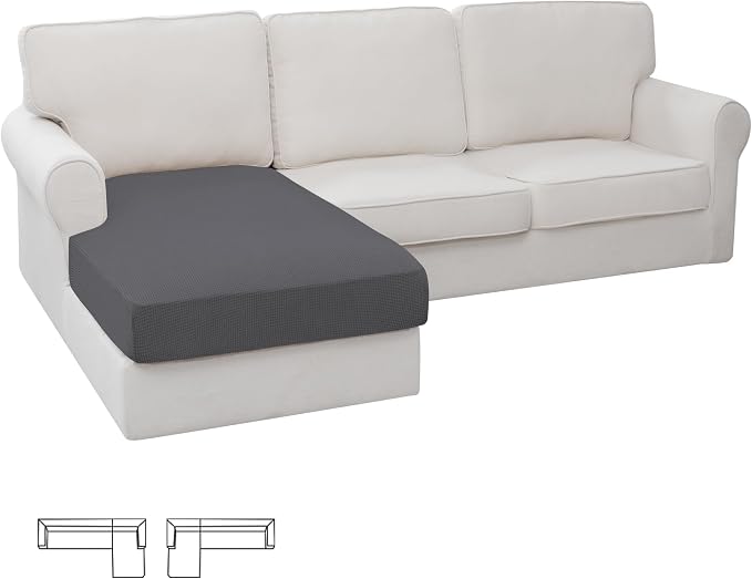 Easy-Going Stretch 1 Piece Chaise Lounge Cushion Slipcover | Sectional Couch by Easy-Going