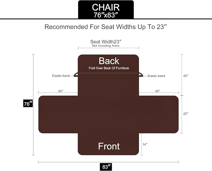 U-NICE HOME Reversible Recliner Chair Covers, Light Grey | 23''Armchair Cover - Image 6
