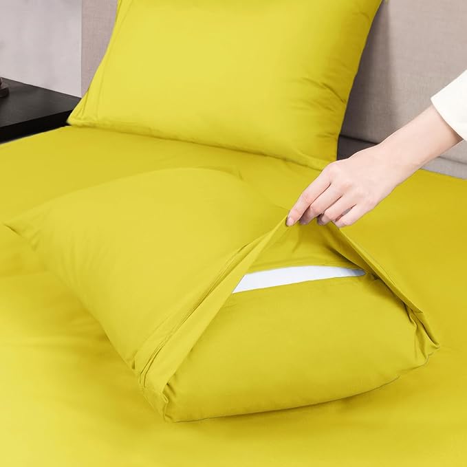 Mejoroom Full Size Sheet Sets - Hotel Luxury 1800 White Sheet - 16 Inch Deep Pocket Bed Sheets, Extra Soft, Breathable, Wrinkle, Fade & Stain Resistant - 4 Piece (Full, Yellow)