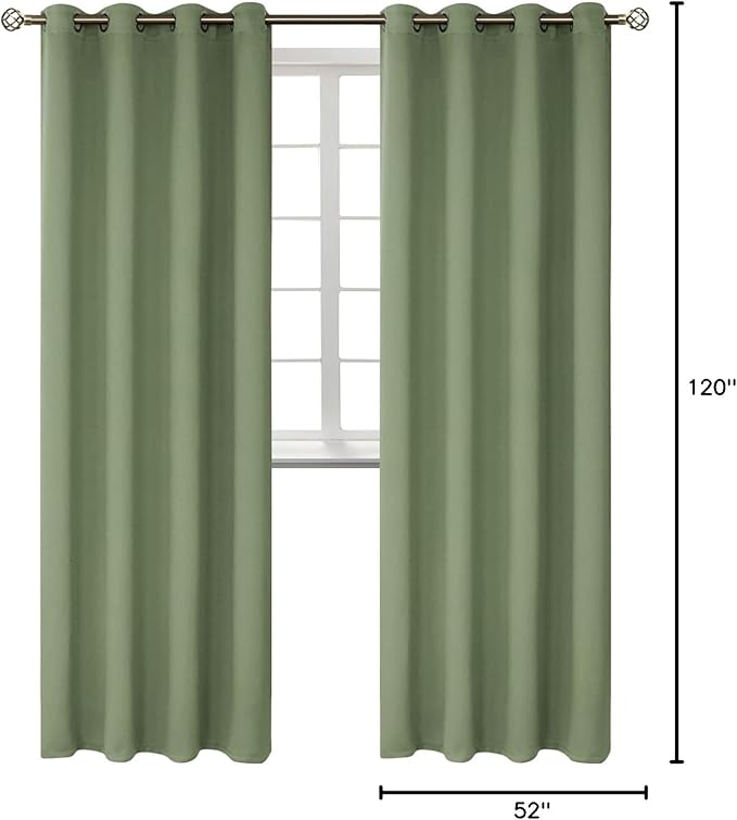 BGment Room Darkening Curtains 120 Inches Long - Grommet Thermal Insulated Drapes Window Treatment Curtains for Bedroom, 2 Panels, 52 x 120 Inch, Grass Green