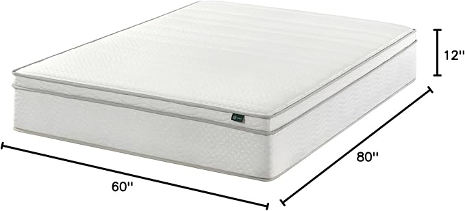 ZINUS 12 Inch Foam and Spring Hybrid Mattress [New Version], Queen, Fiberglass Free, Medium Firmness, Durable Support, Certified Safe Foams & Fabric, Mattress in A Box