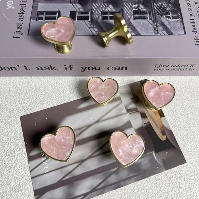 6 pcs Butterfly Shape Knobs Handle Gold Cabinet Knobs Decoration Door Handle Single Hole Handles Cabinet Drawer Dresser Kitchen Wardrobe Furniture Hardware Pulls (Pink Love)