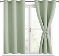 Short Blackout Curtains for Bedroom, Seafoam Green, 42 x 45 Inch | Thermal by Hiasan