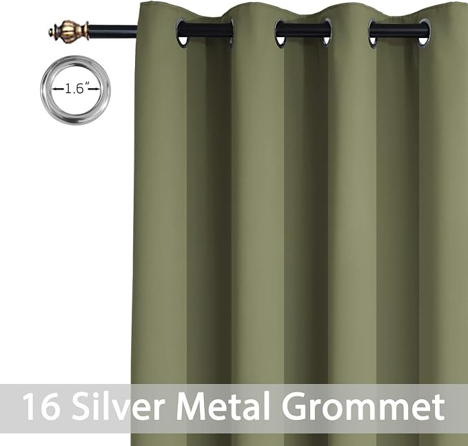 Yakamok Sage Green Room Darkening Curtains 84 inch Sliding Door Drapes | 1 - Image 3